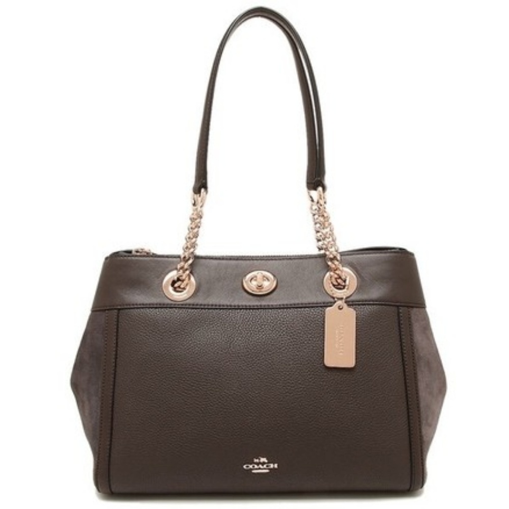 Coach Edie Turnlock carryall purse Chestnut